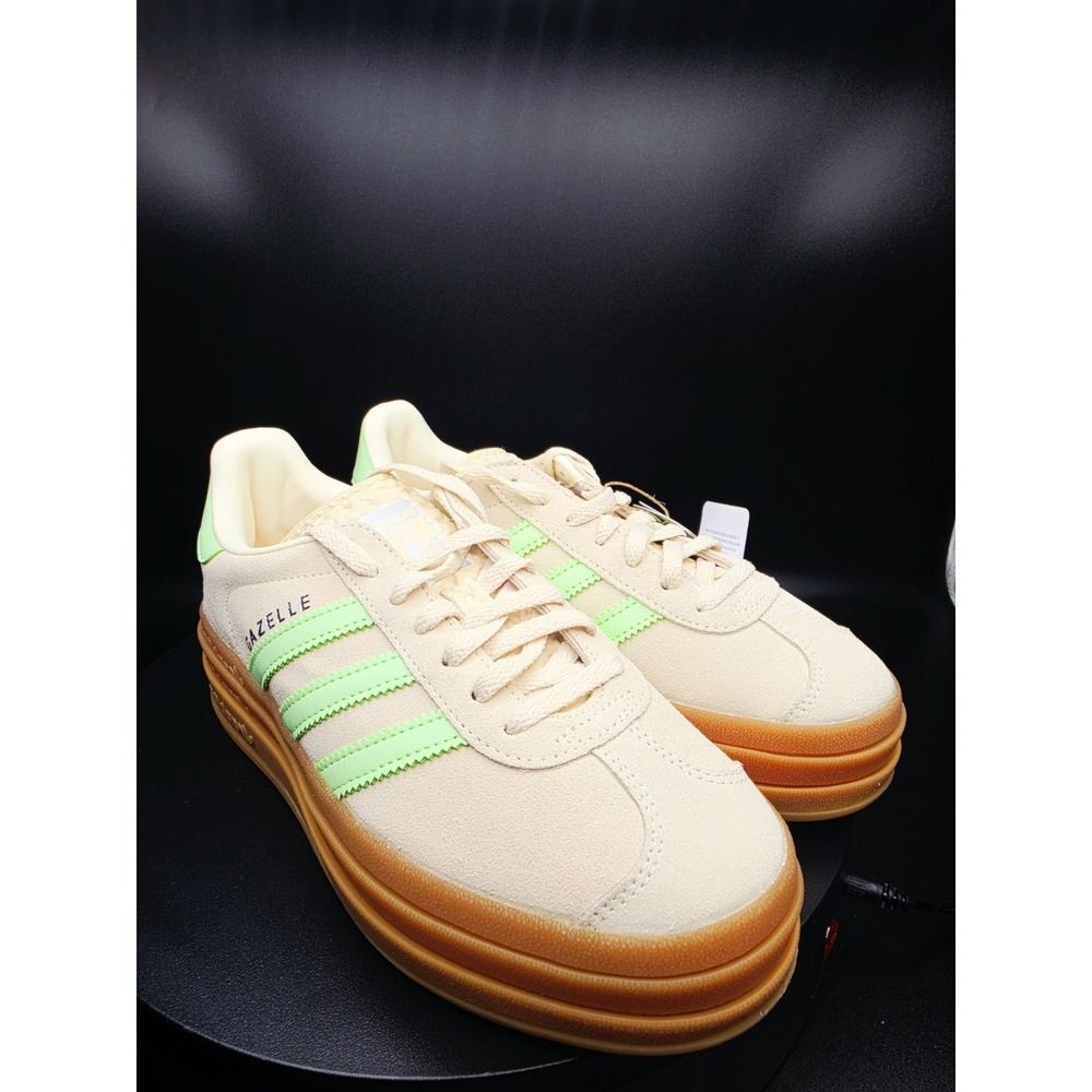 Adidas Gazelle Bold J Suede Sneakers White Green Gum US 6 Women/4.5 Kids